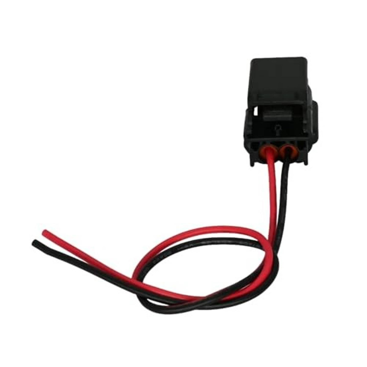Electronic throttle body connector with black housing and red/black wire leads
