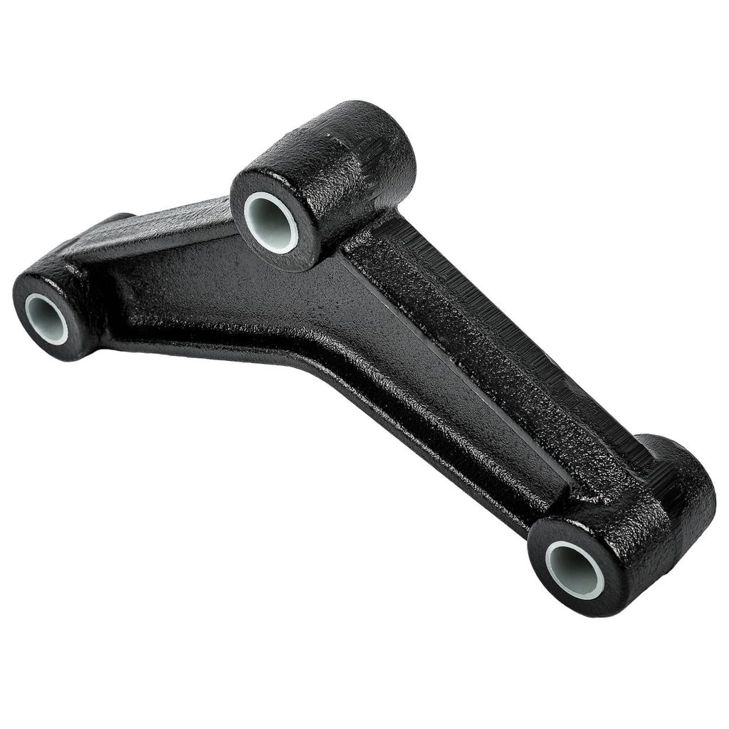 Black suspension equalizer arm with bushing holes and mounting studs