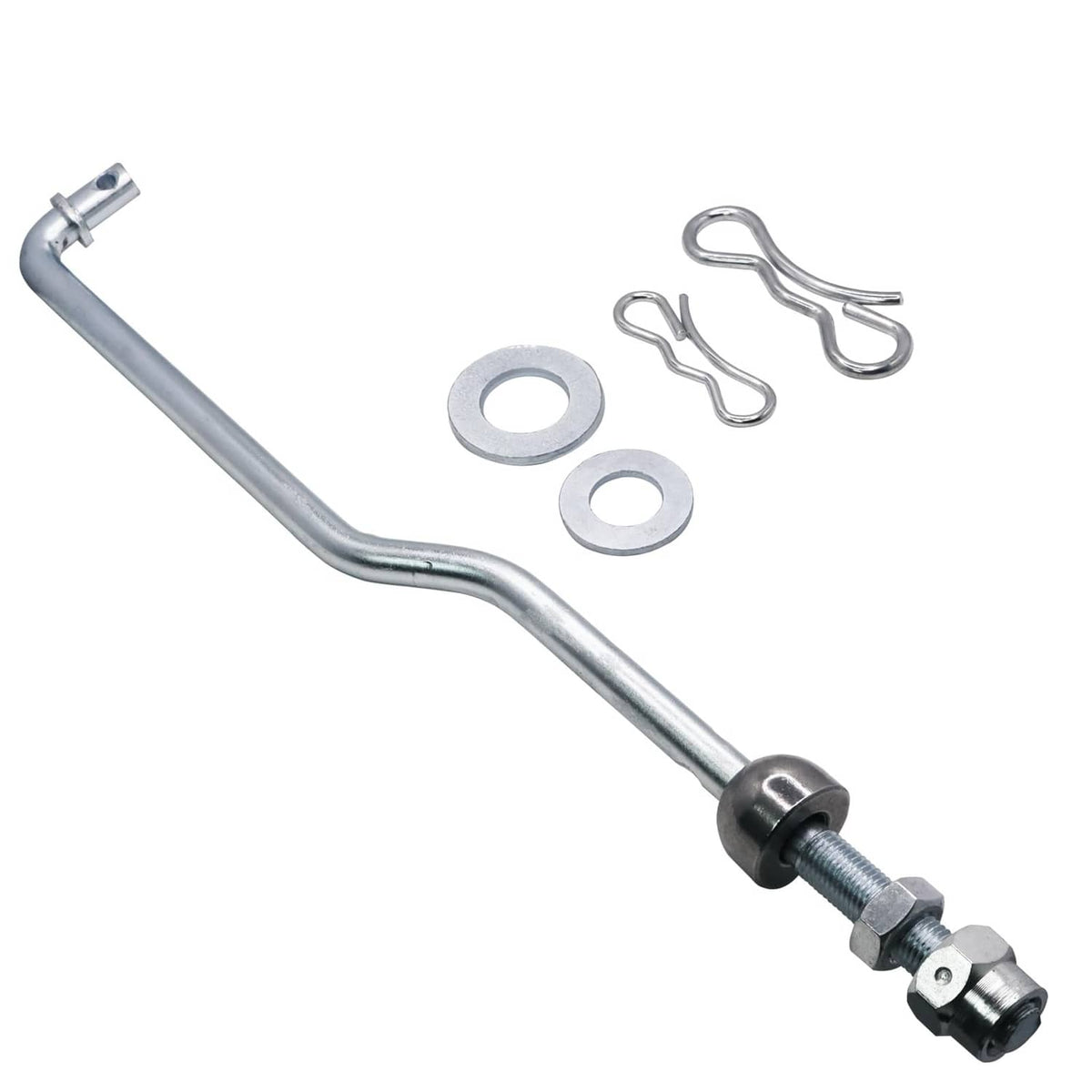 Front deck lift suspension link bar with two washers and two cotter pins