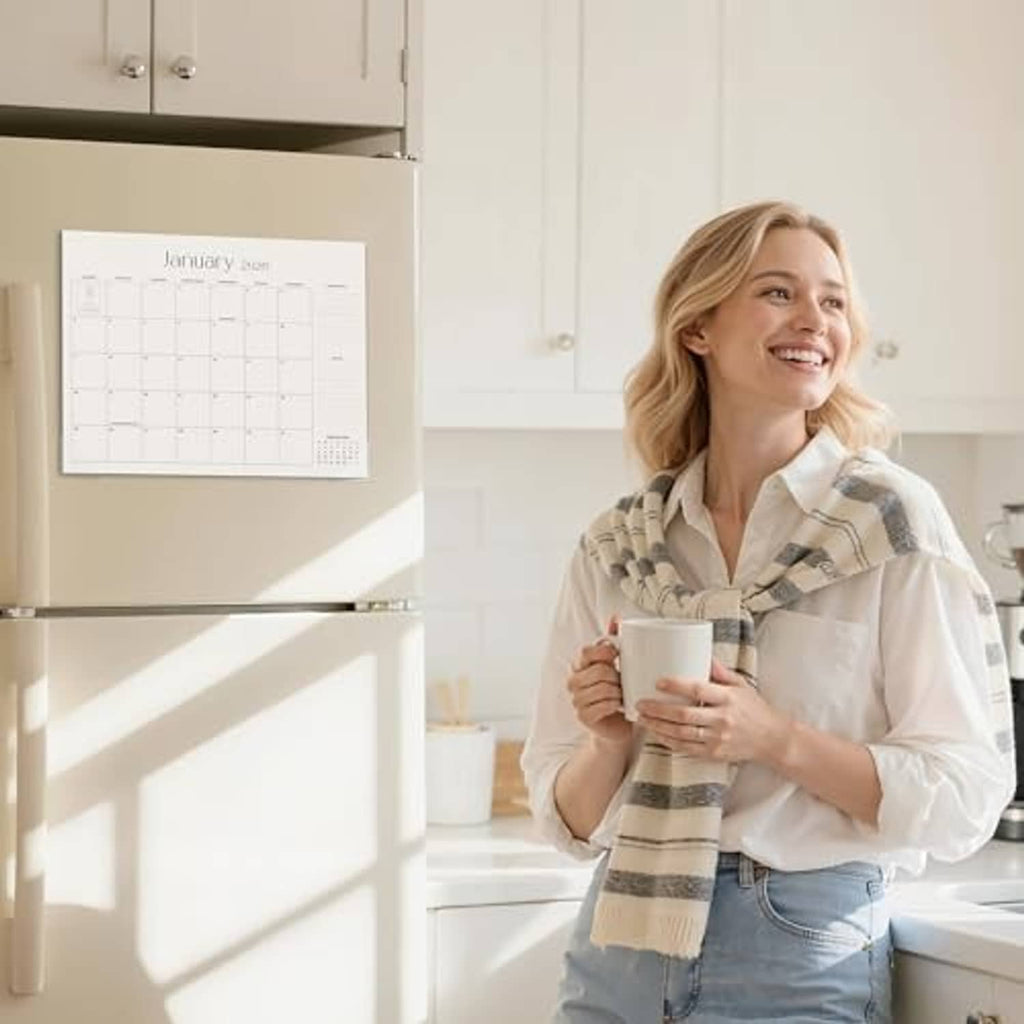Refrigerator magnetic calendar size guide: 14-1/5 in by 11-1/5 in