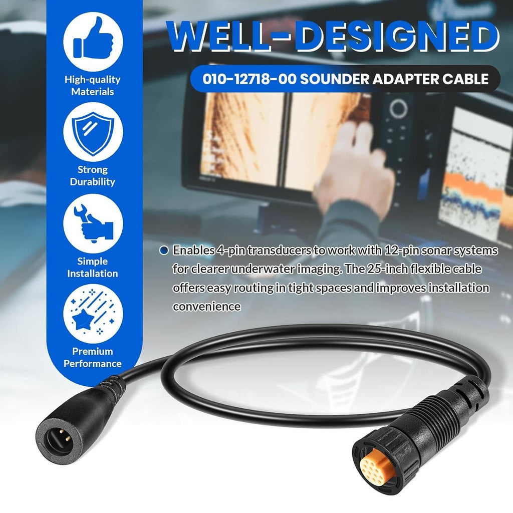 Black sounder adapter cable, flexible cable with 4-pin and 12-pin plugs