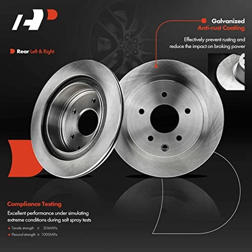 Vented disc brake rotors with anti-rust coating and compliance testing chart
