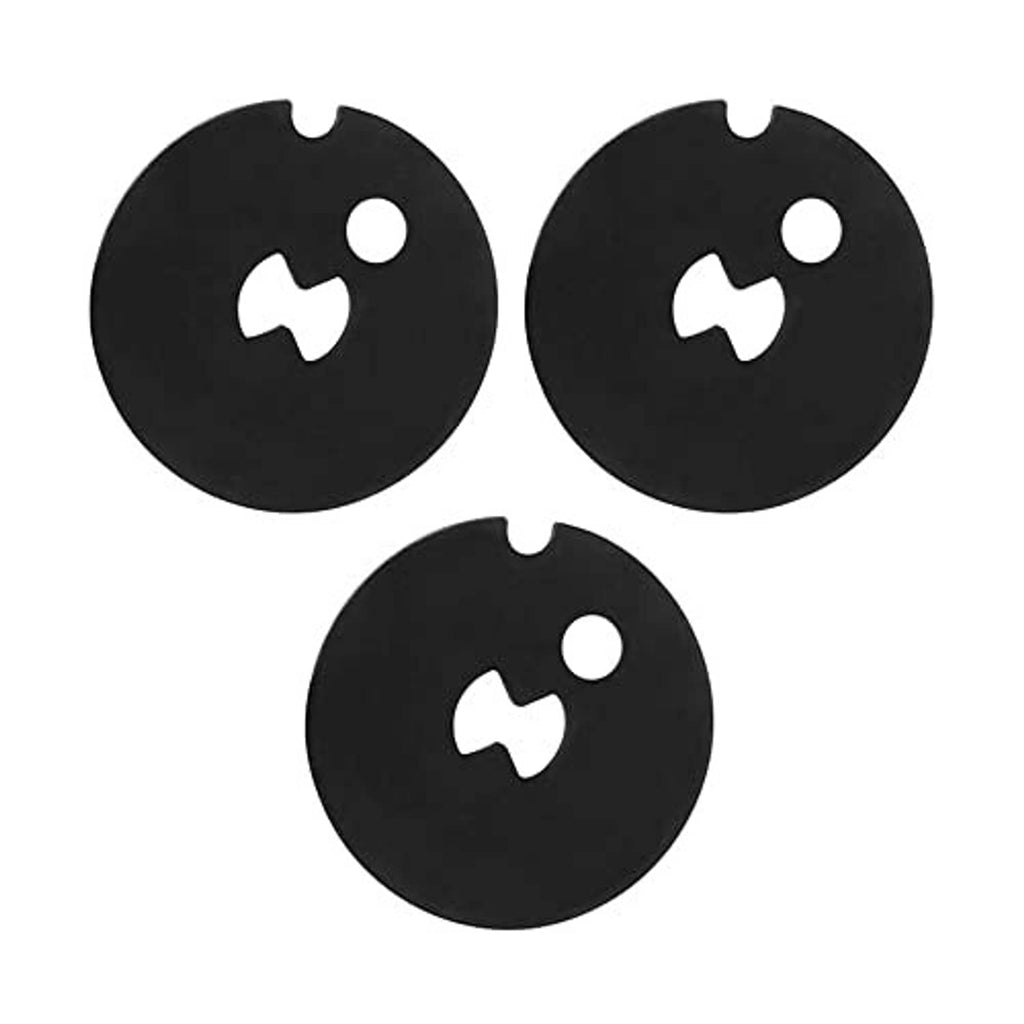 Black venturi gasket set with circular discs and center cutout holes