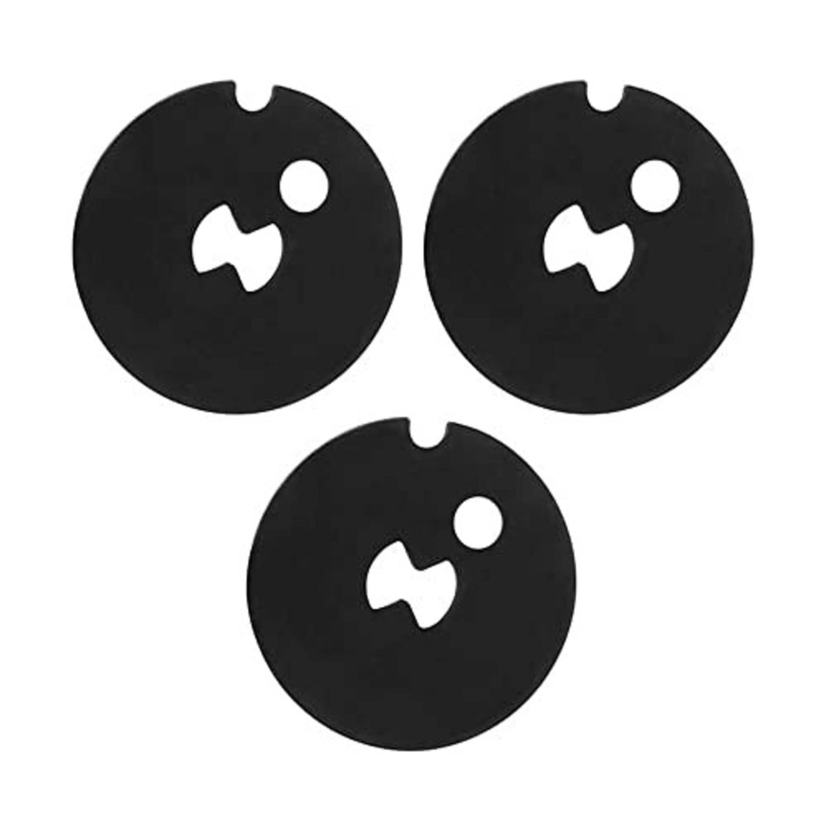 Black venturi gasket set with circular discs and center cutout holes