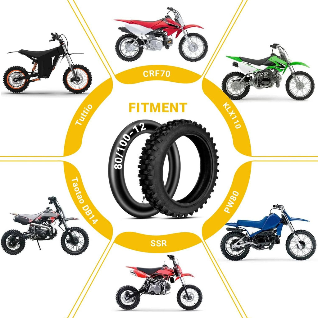 80/100-12 dirt bike tire with knobby tread