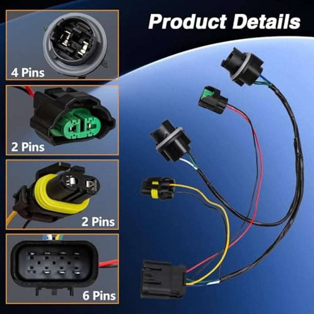 Headlamp wiring harness with multiple connector terminals on a single cable