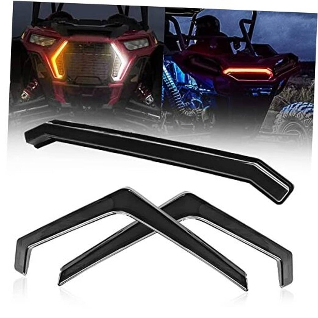 LED UTV accent light bars and tail light kit with orange corner glow on black parts