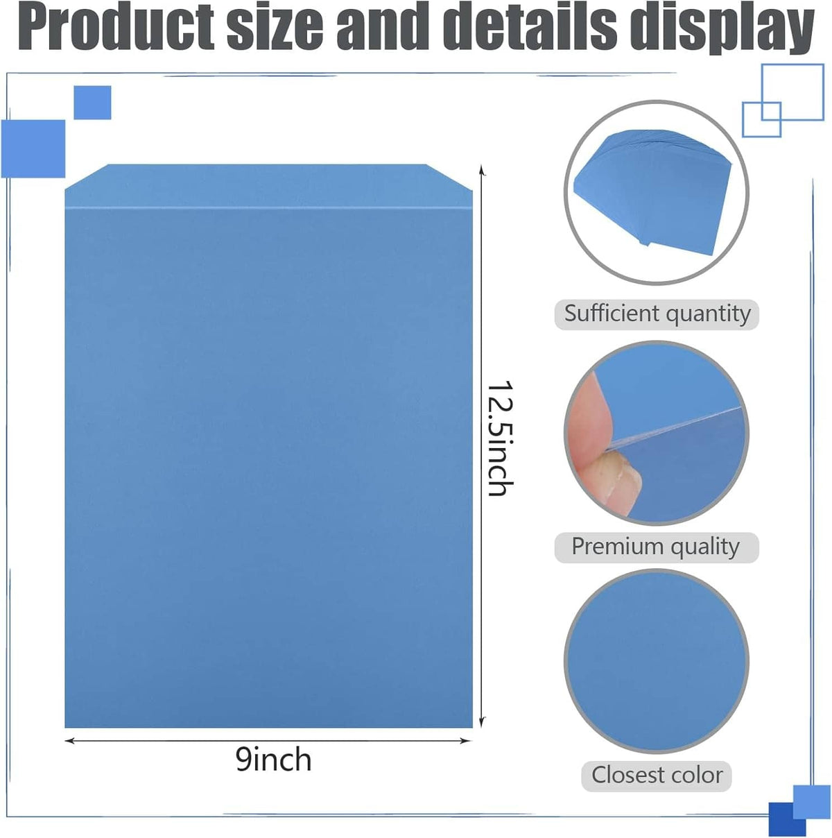 Blue letter-size manuscript cover paper, 9 x 12 inch size diagram