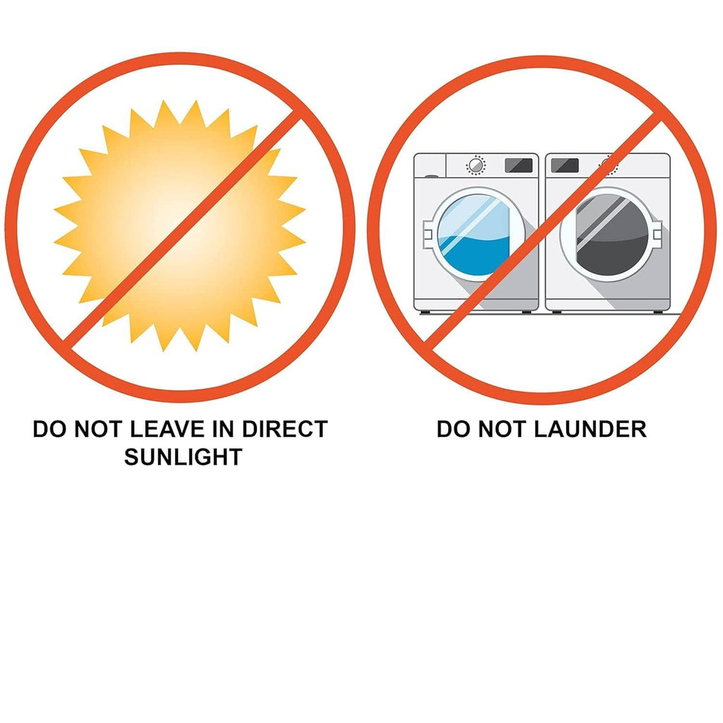 Absorbent sock care icons: do not leave in direct sunlight, do not launder