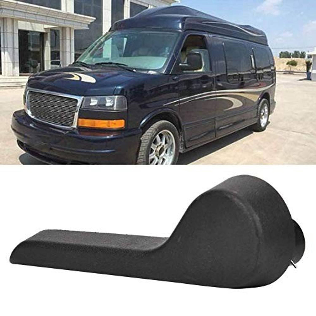 Black left front seat recliner lever handle, front-left angled perspective
