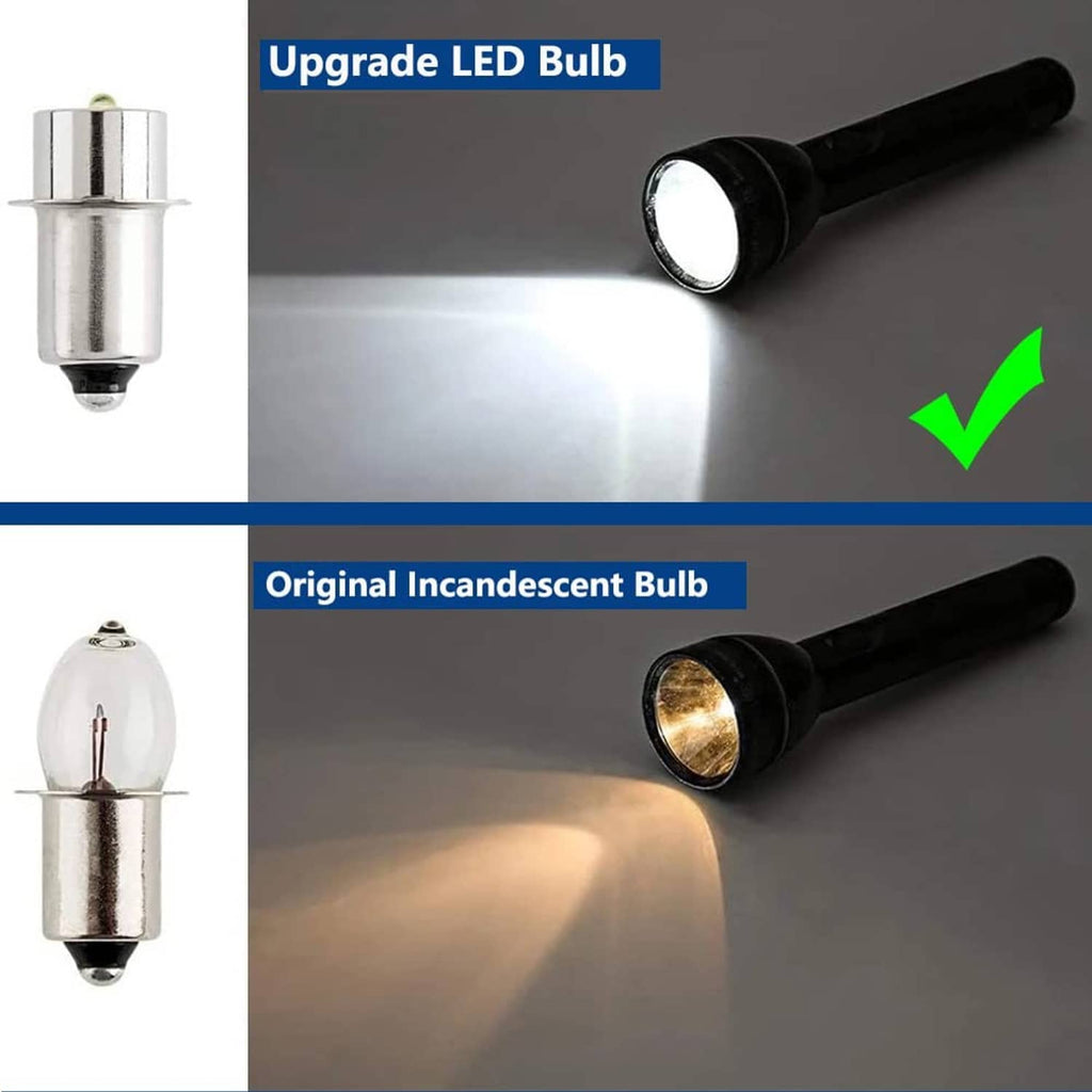 Silver LED upgrade bulb producing a bright white light beam