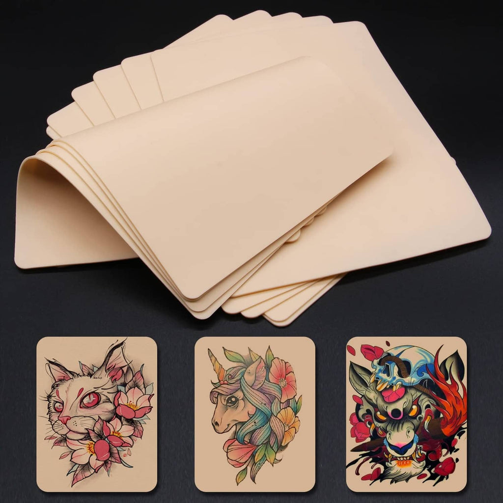 Beige tattoo practice skin sheets, stack of blank practice skins