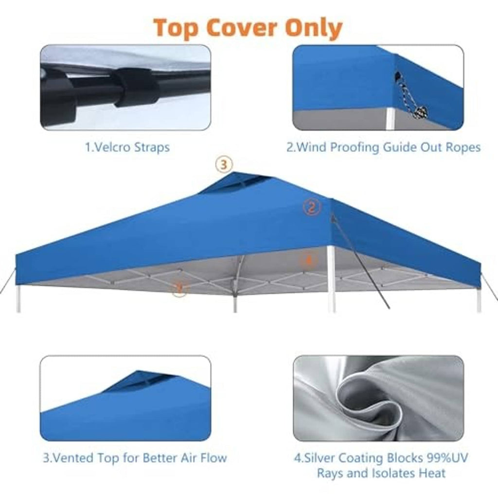 Blue canopy top cover only with vented top and silver coating fabric