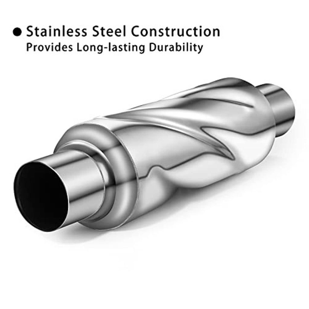 Stainless steel muffler canister with contoured end cap and side inlet/outlet openings