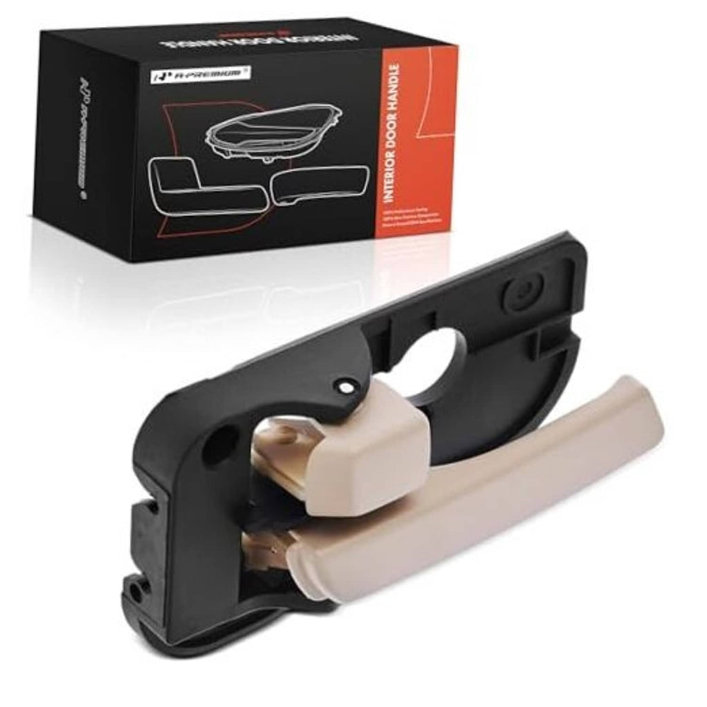 Interior door handle assembly for left driver side, black housing with beige latch