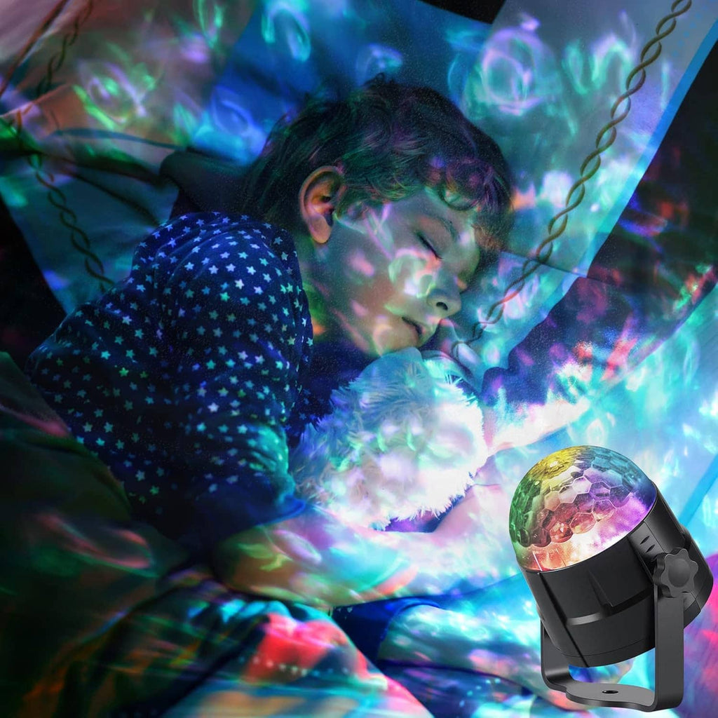Outdoor water light projector with rainbow wave lens and colorful ocean-wave glow