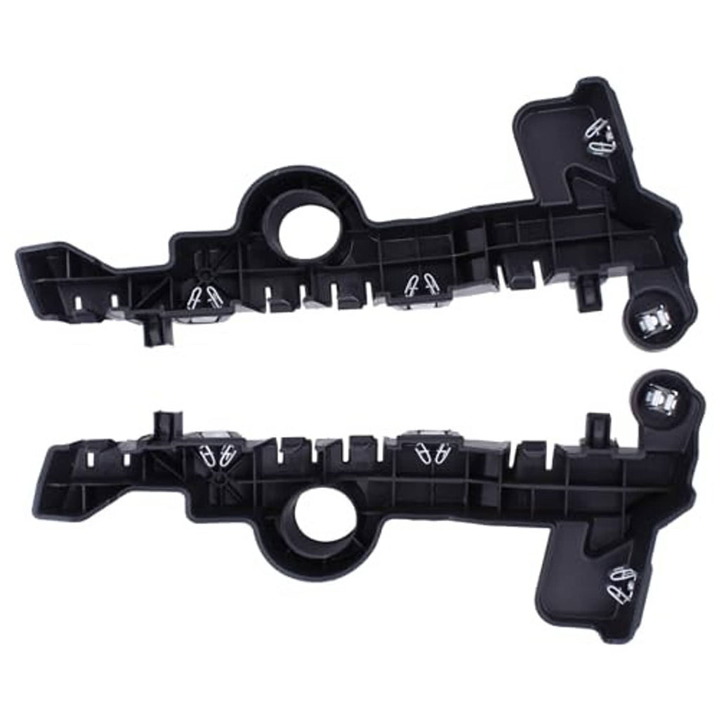 Black plastic bumper bracket guide with embedded tabs and circular opening
