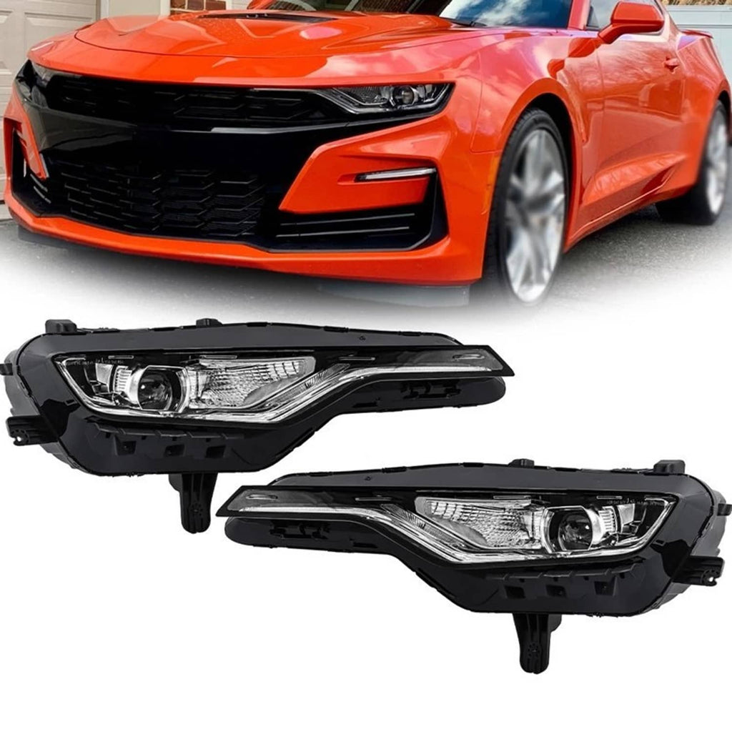 LED DRL headlights installed on front, clear lens with bright white light