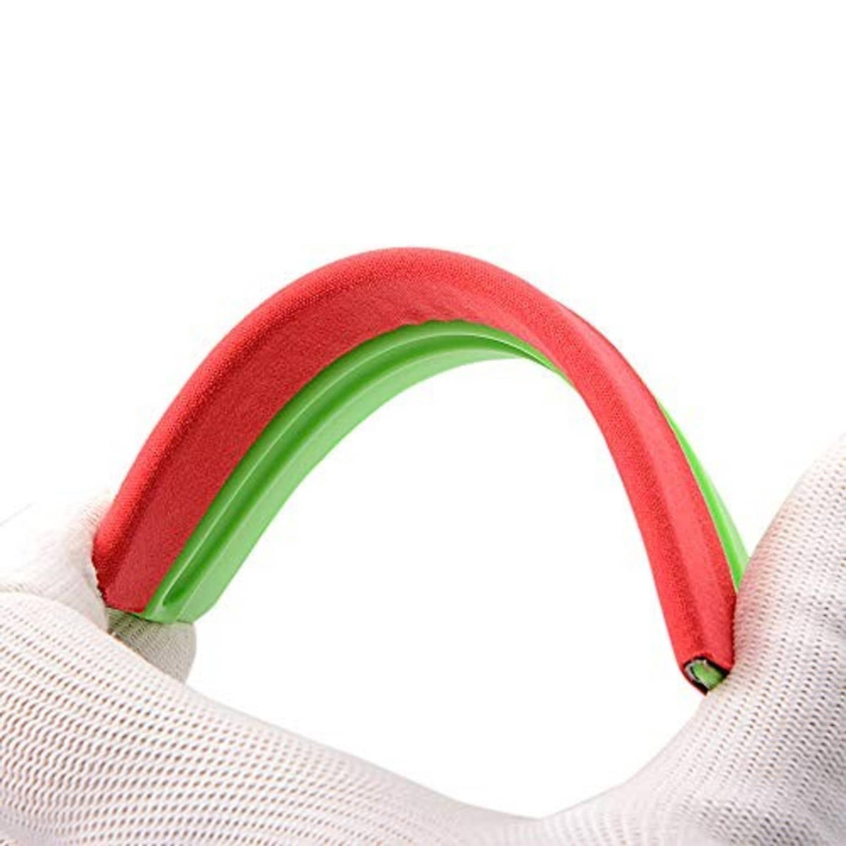 Curved grip felt squeegee with green frame and red felt edge