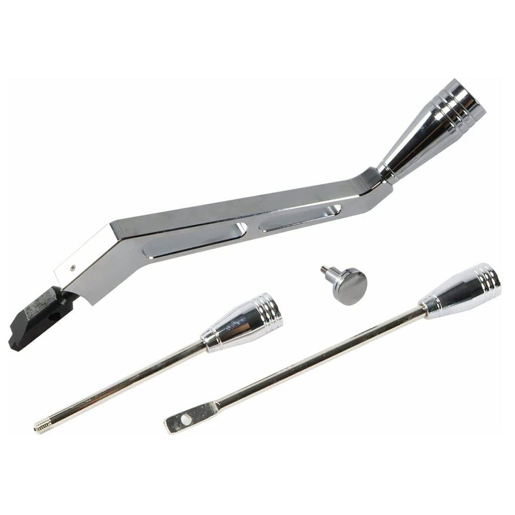 Polished column shifter lever kit with long chrome lever, screws, and spacers