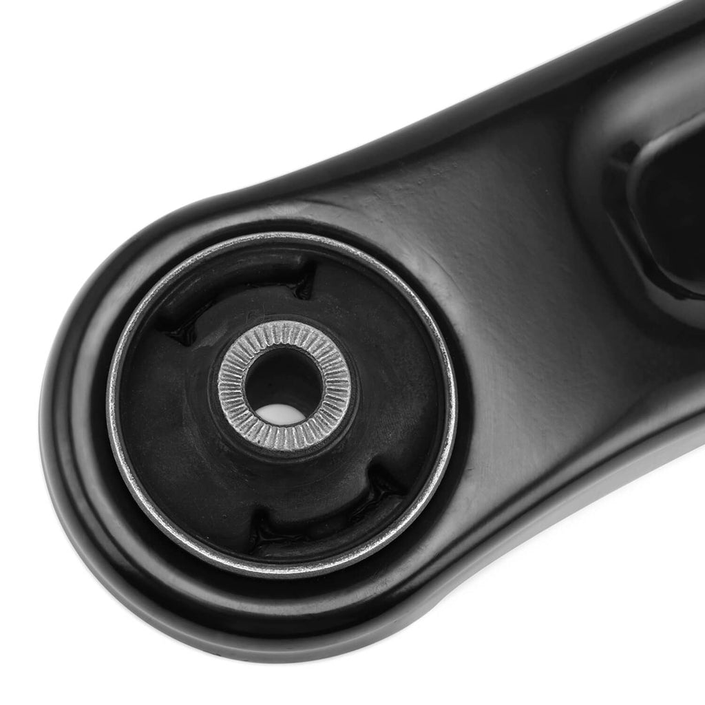 Black ball joint housing on front control arm, steel bracket detail