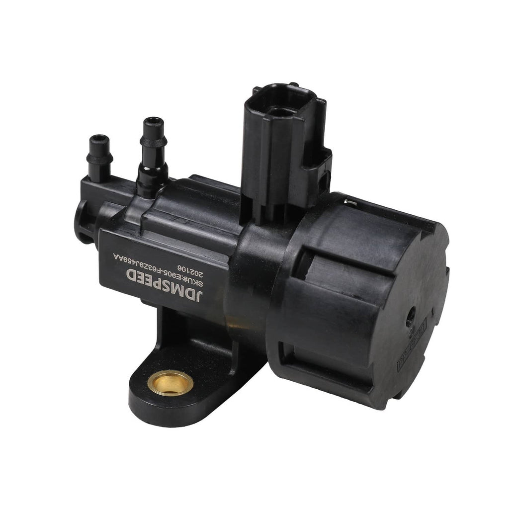 EGR valve control solenoid with black housing, electrical connector, and mounting stud