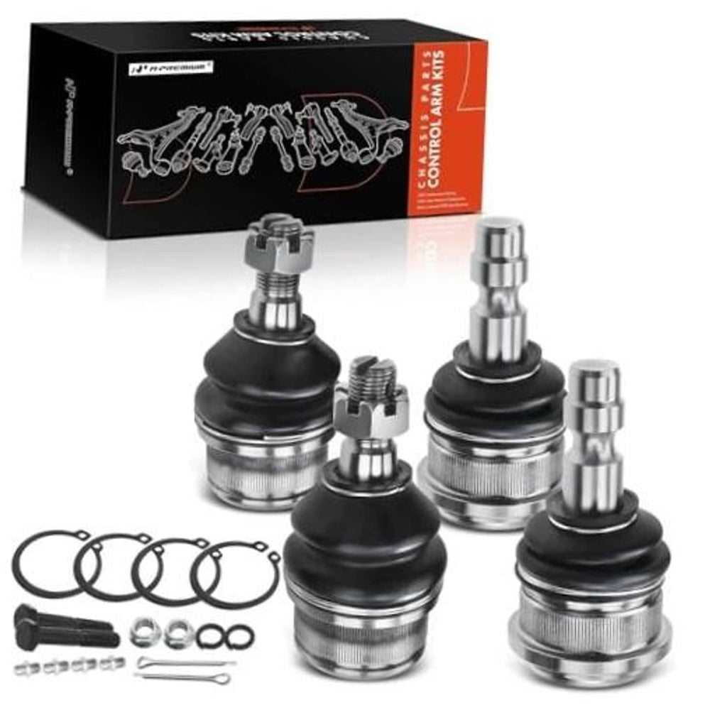 Set of four ball joints with black dust boots and polished metal studs