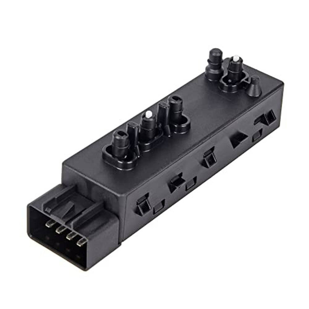 Passenger-side power seat switch with raised buttons and multi-pin wiring plug
