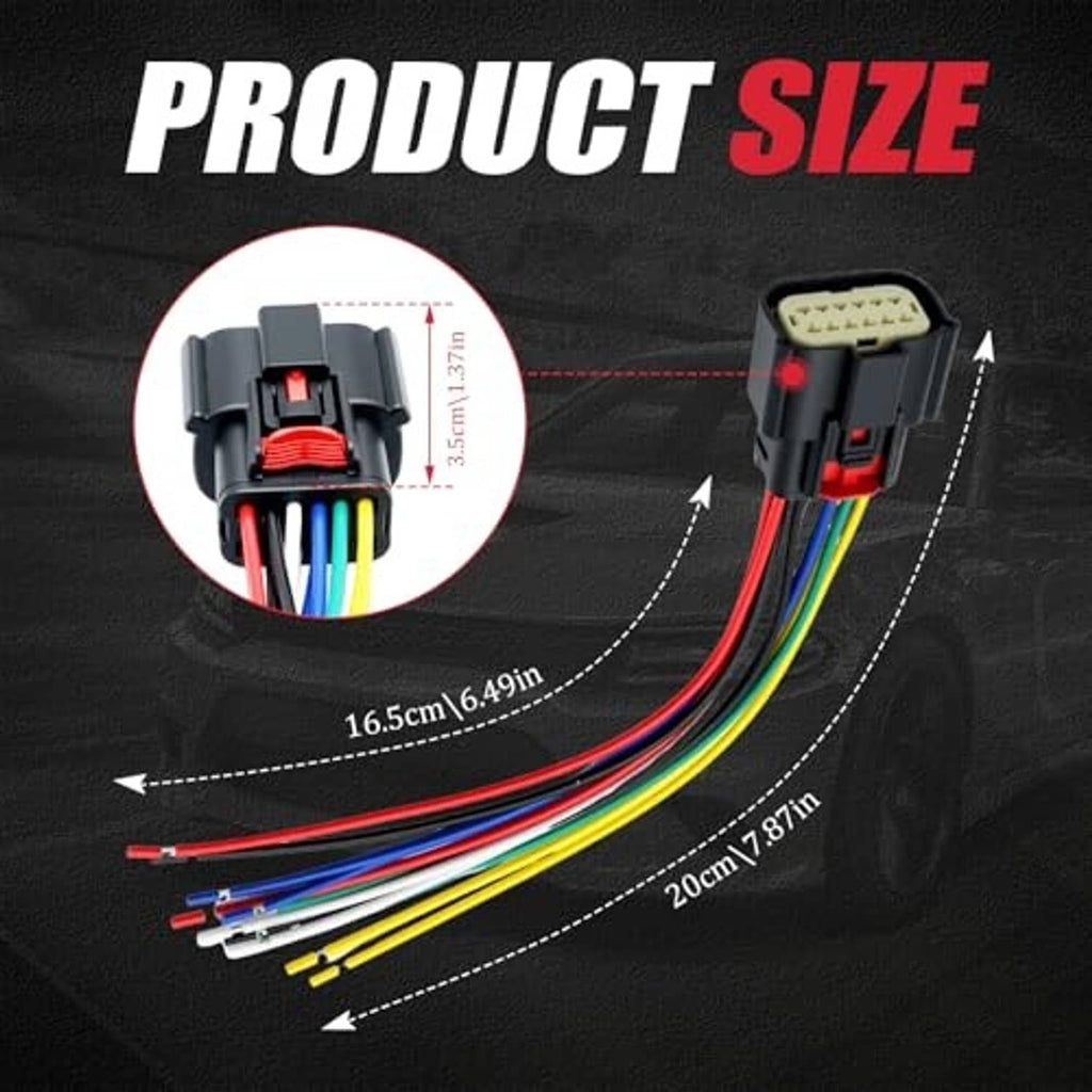 12-pin headlight connector pigtail with multi-color wire leads and plug end