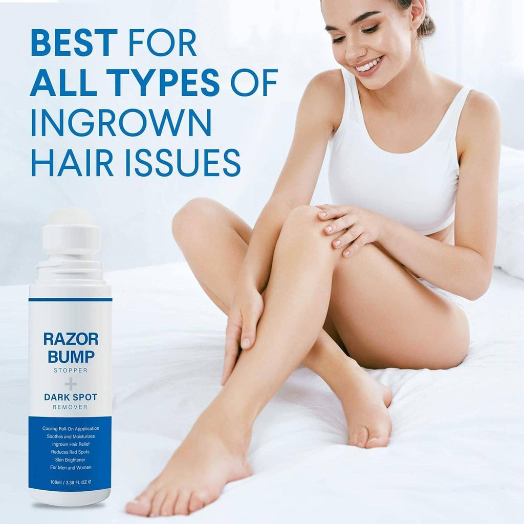 Dark spot remover bottle with woman posing with arms and legs