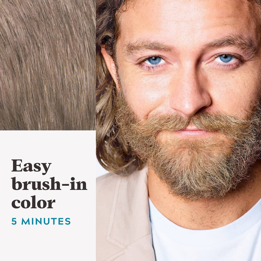 Man with mustache and full beard, showing dyed, natural-looking color results.