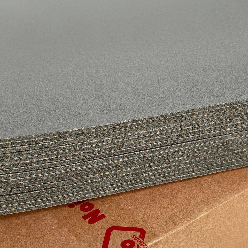 Dark gray insulation liner with thin textured brown adhesive strip along the edge