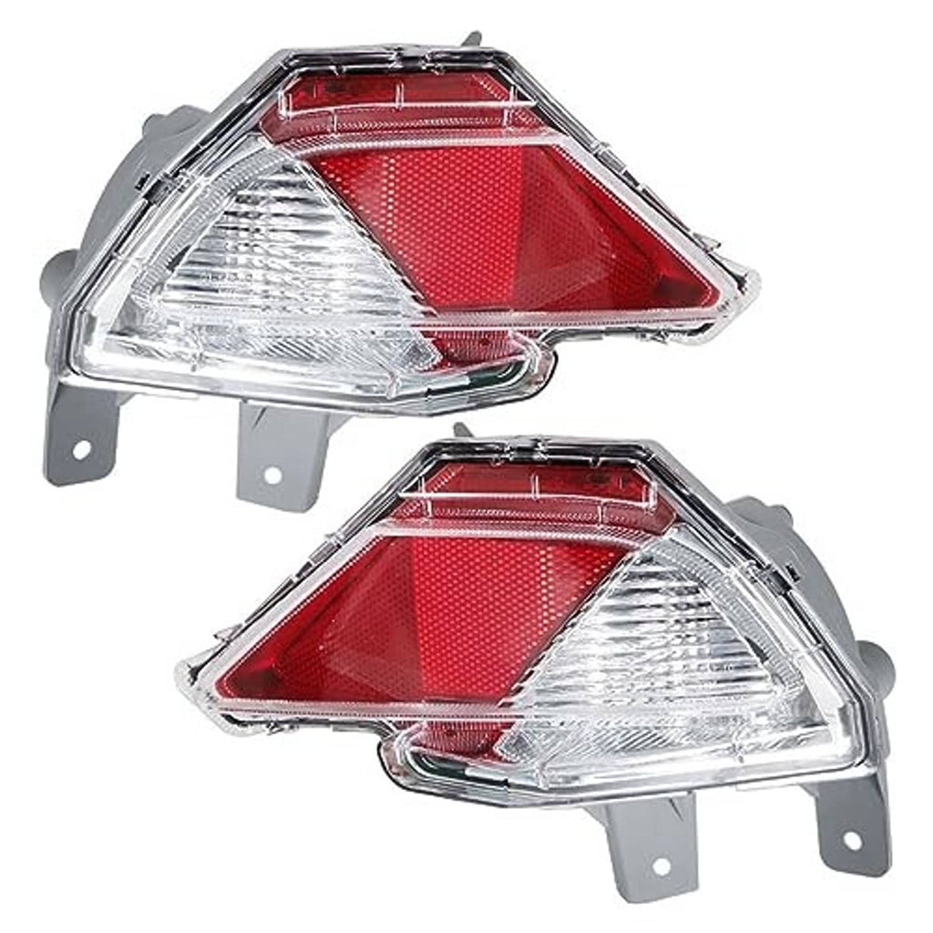 Rear bumper reflector stop lamp pair with red and clear lenses in chrome housing, mounting tabs