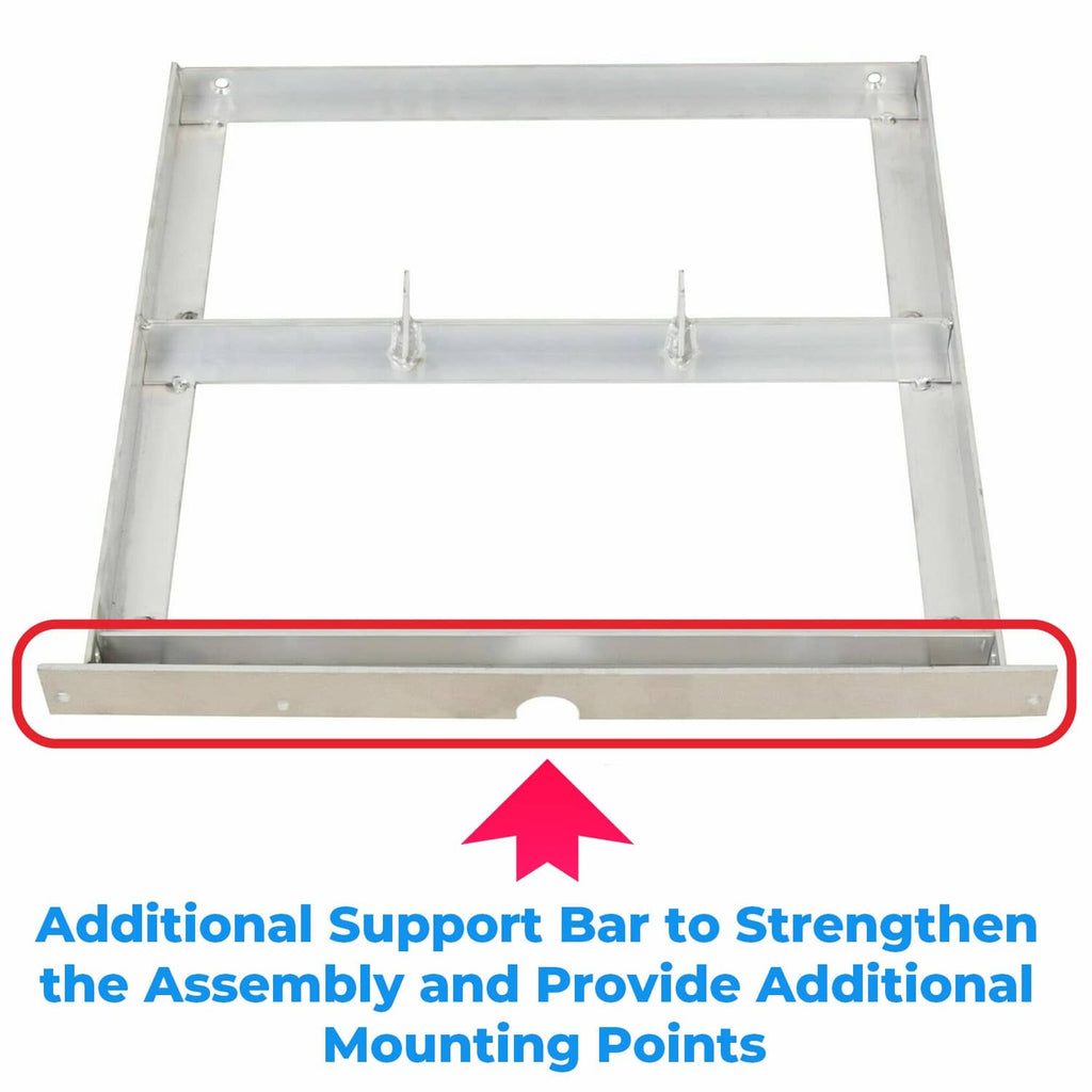 Aluminum battery tray assembly with additional support bar across the front