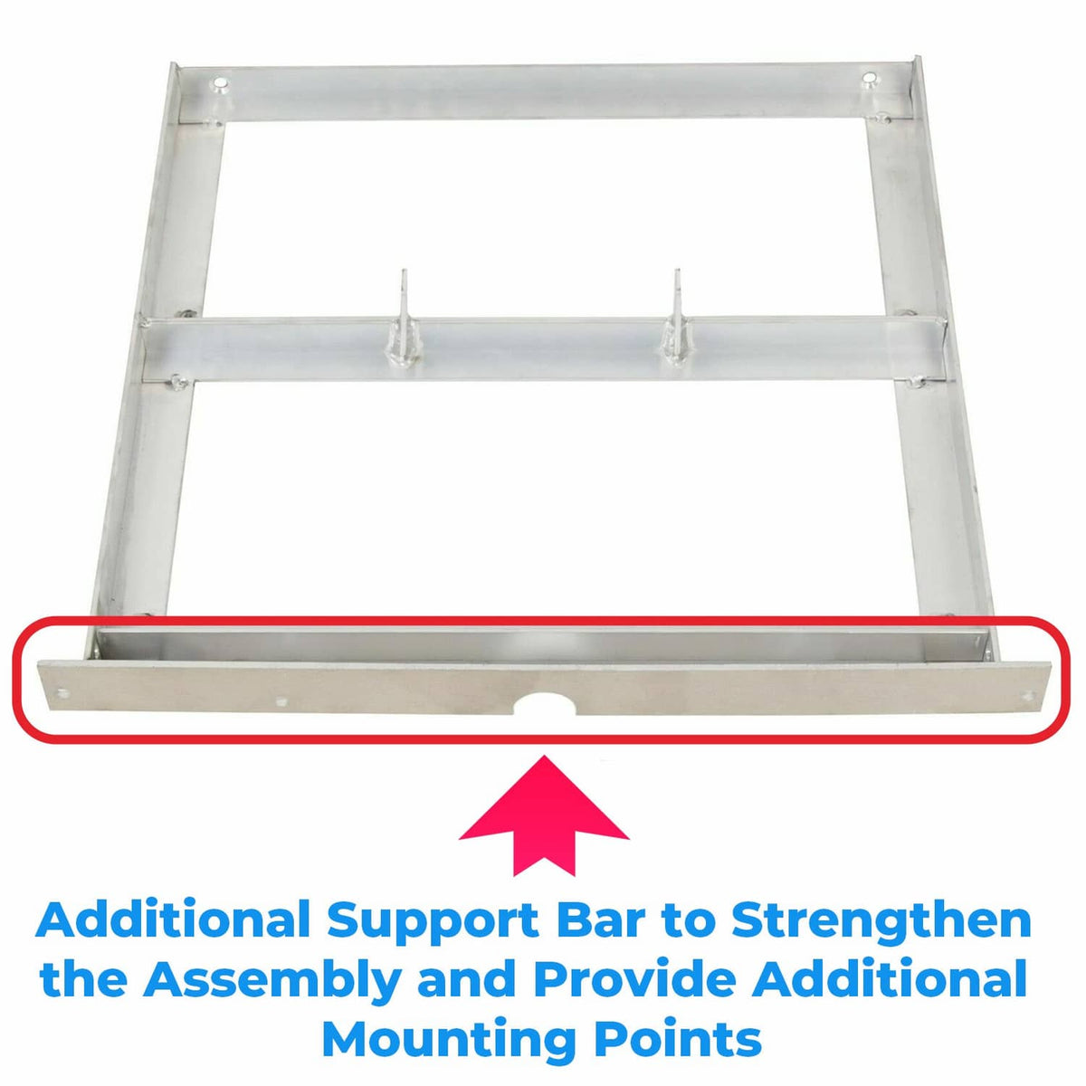 Aluminum battery tray assembly with additional support bar across the front