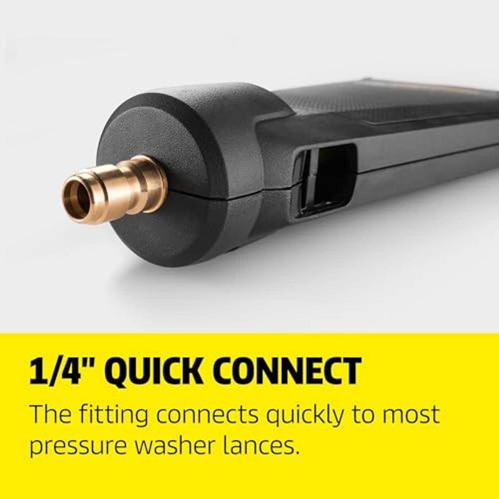 Pressure washer nozzle with brass 1/4-inch quick-connect fitting on the end