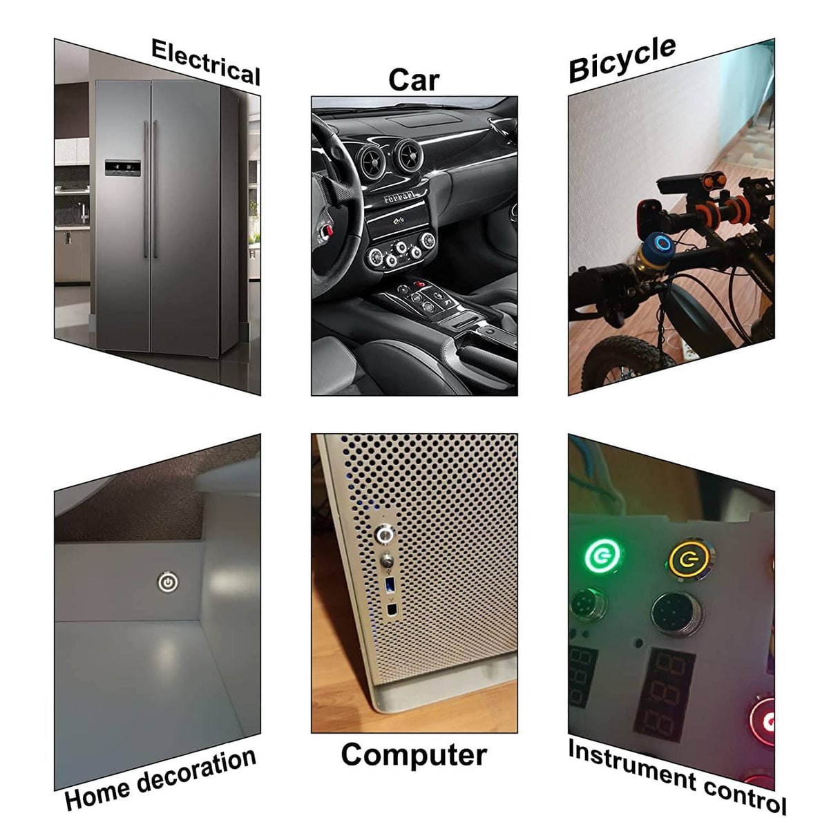 Green LED latching push button switch on electronic control panels
