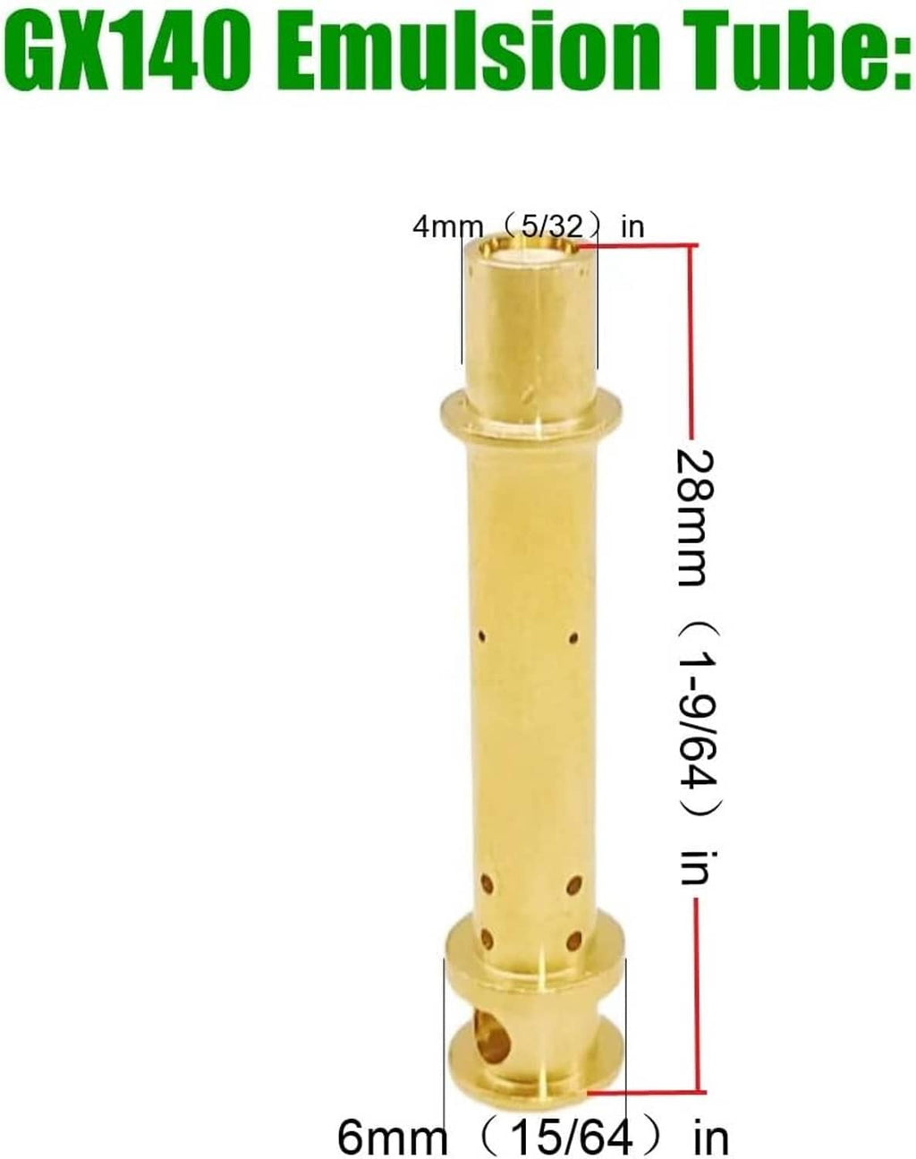 GX140 brass emulsion tube for carburetor with top opening and side holes