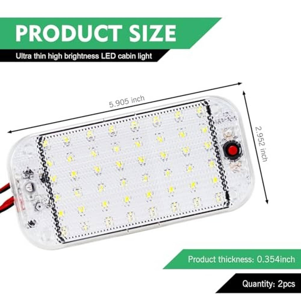 Clear rectangular LED cab dome light with yellow LED array and red button on the corner