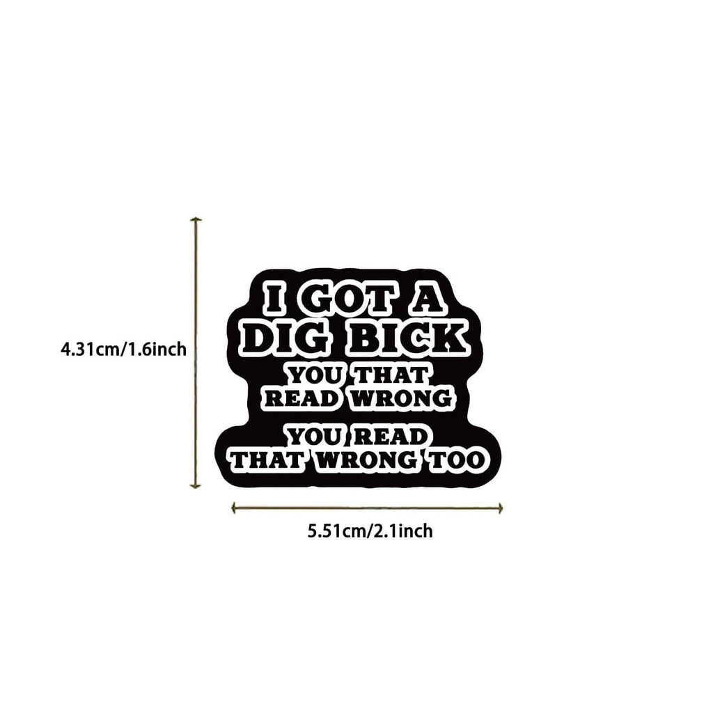 Hard hat sticker with bold text and size dimensions shown in inches and centimeters