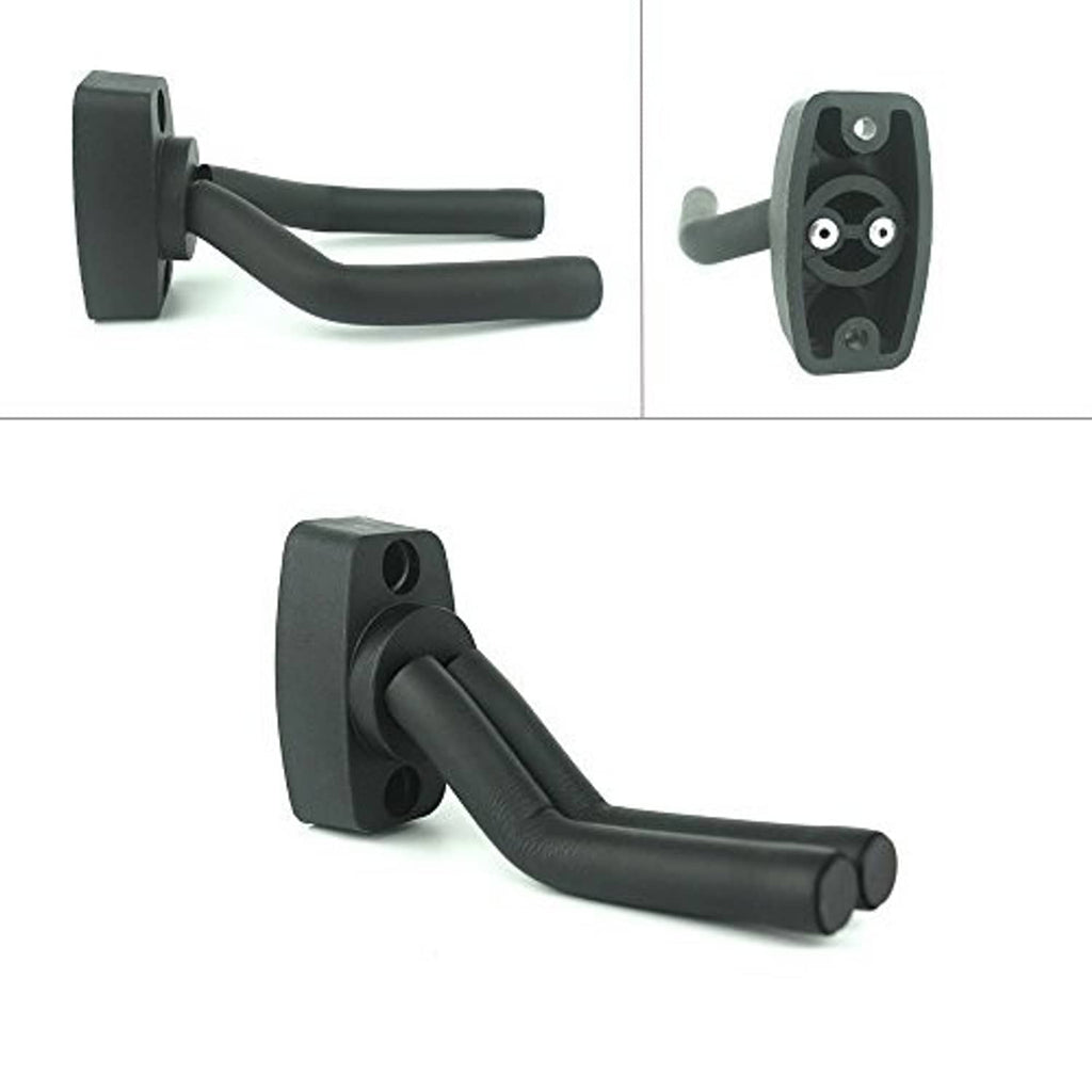 Matte black wall hook guitar hanger with two-bar padded holder