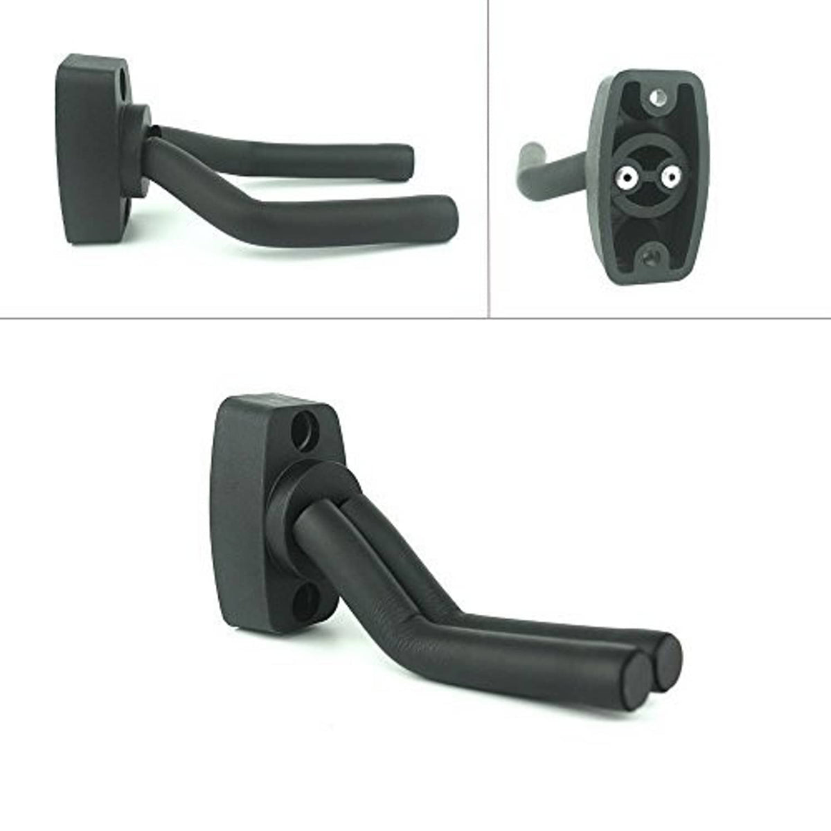 Matte black wall hook guitar hanger with two-bar padded holder