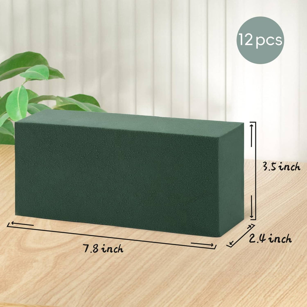 Dark green floral foam block, 7.8 x 3.5 x 2.4 in, rectangular cube