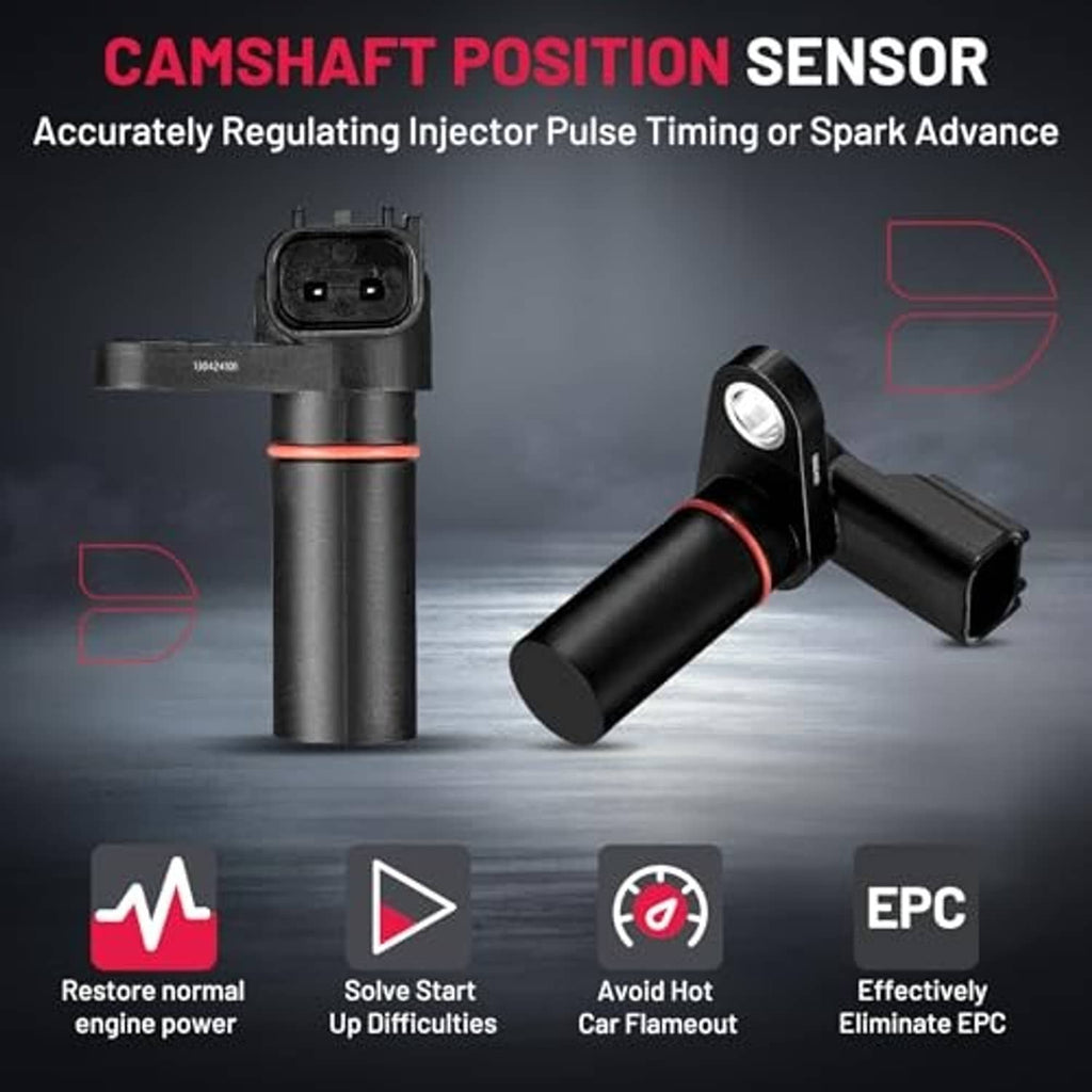 Black camshaft position sensor with electrical connector and red ring
