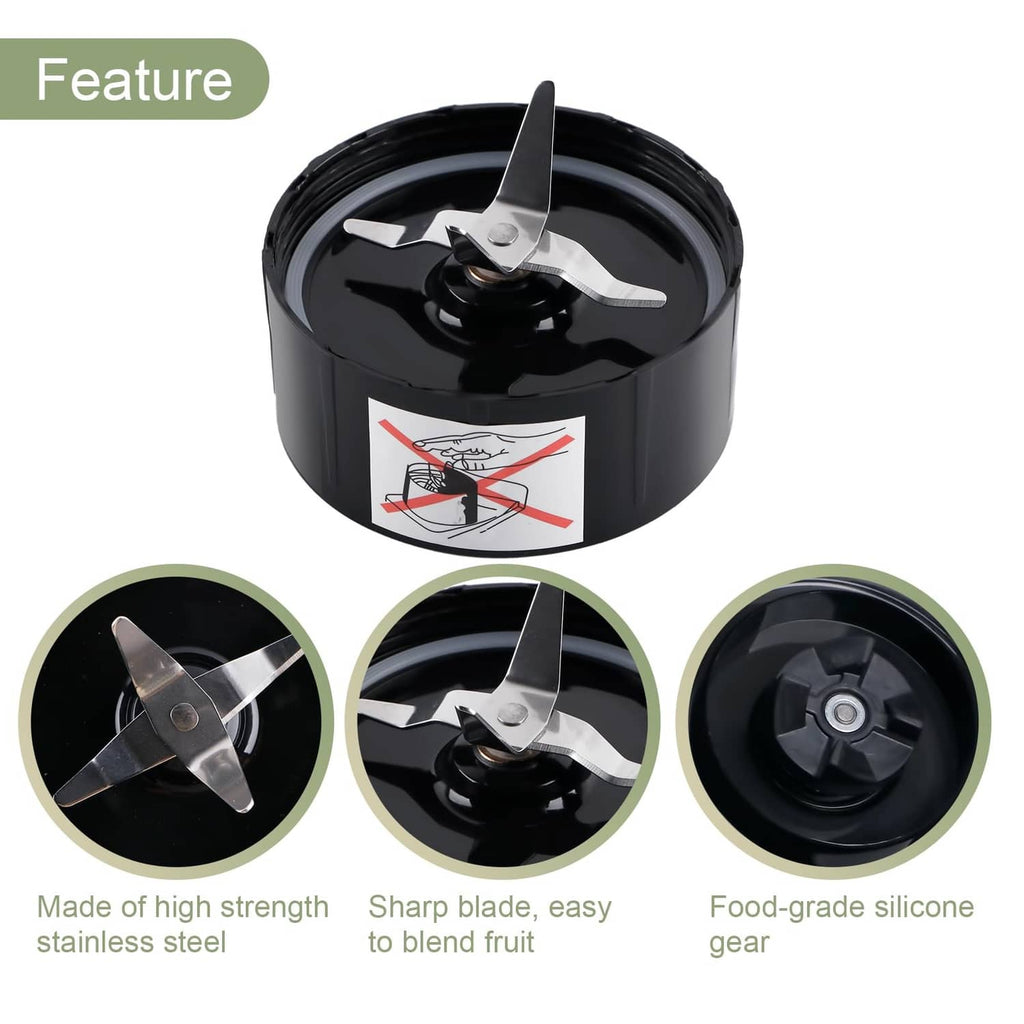 Black blender cross-blade replacement part with three-prong rotor and central shaft