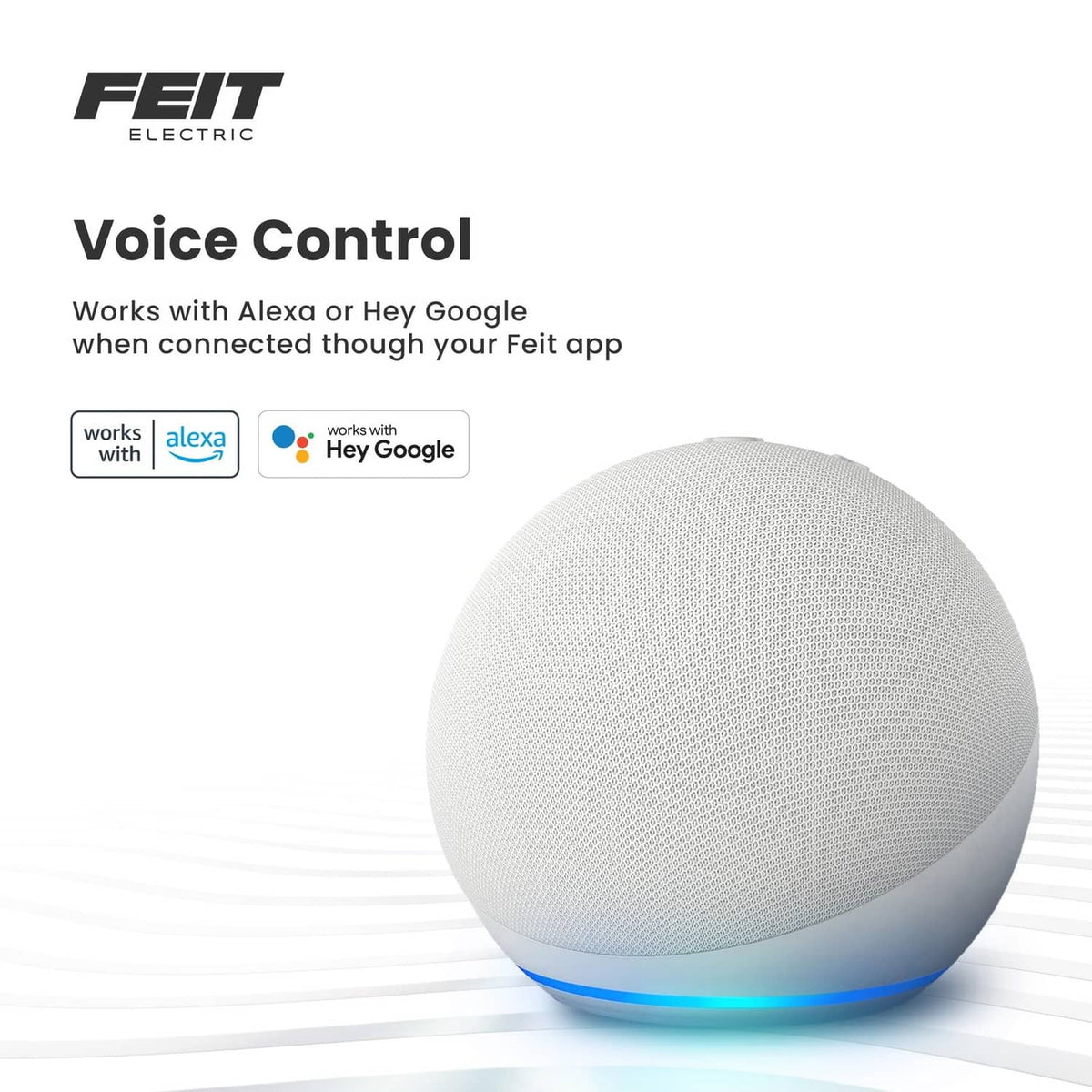 Smart WiFi color-changing bulb, textured white diffuser with blue status ring