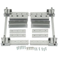 Universal hidden suicide door hinge kit with mounting brackets and screw hardware