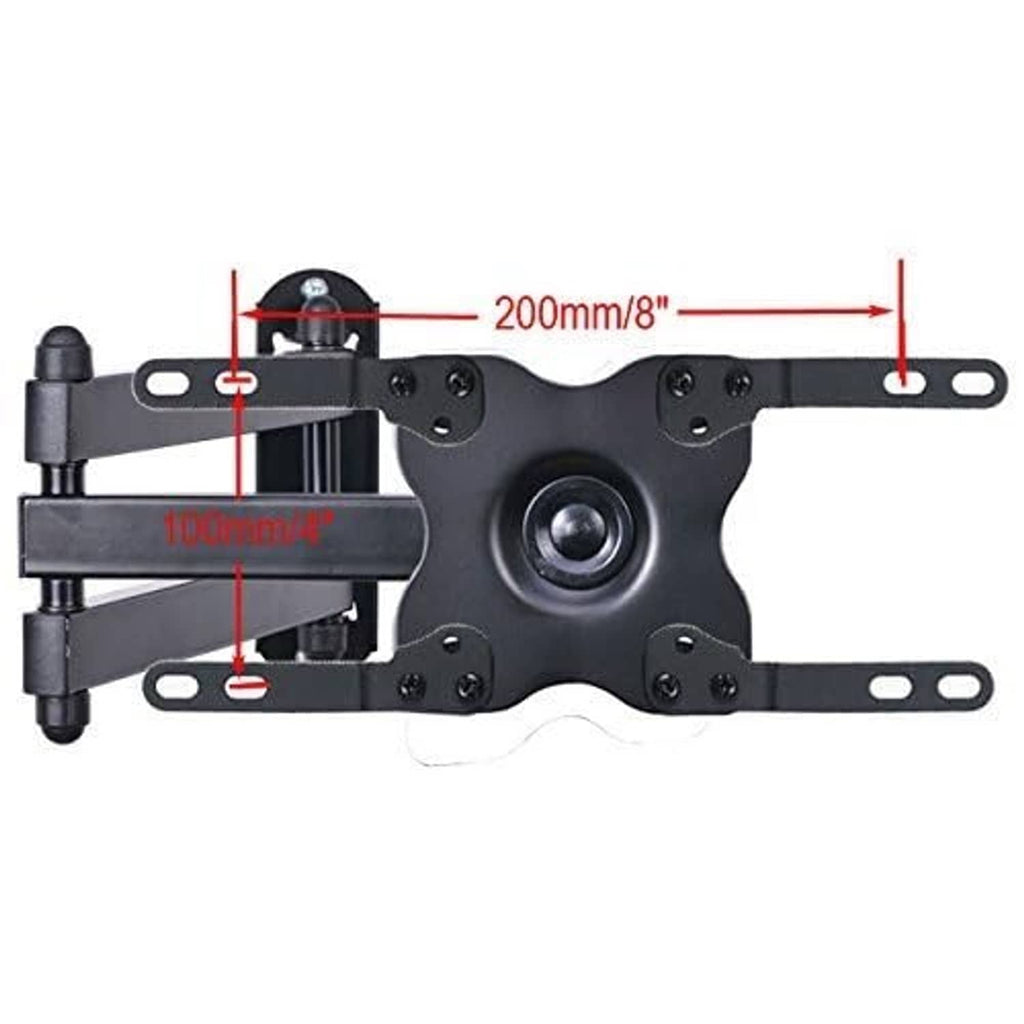 Full-motion TV wall mount bracket with articulating tilt arm, black metal