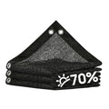 Black 70% shade cloth tarp with grommeted corners for outdoor plant shade cover