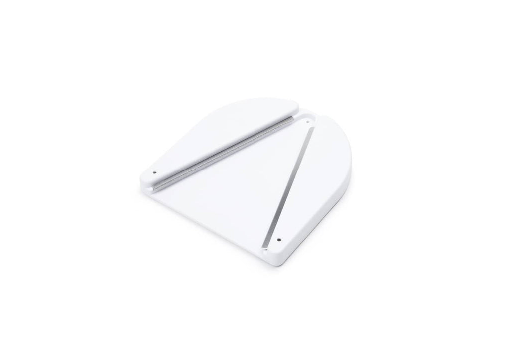 Fox Run under-counter jar opener with metal cutting blade, white base